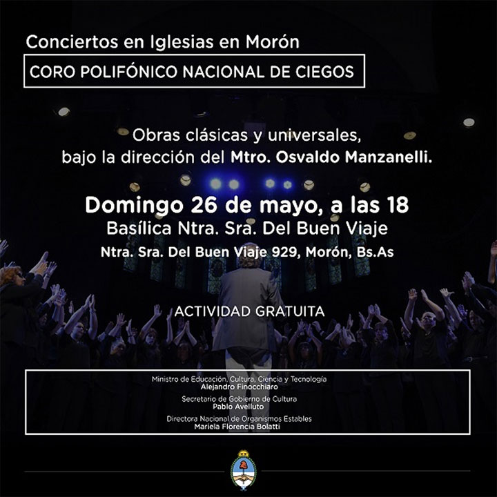 Flyer de concierto del coro polifónico nacional de ciegos.