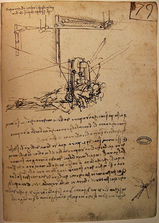 Plano de la maquina de volar de Leonardo Da Vinci