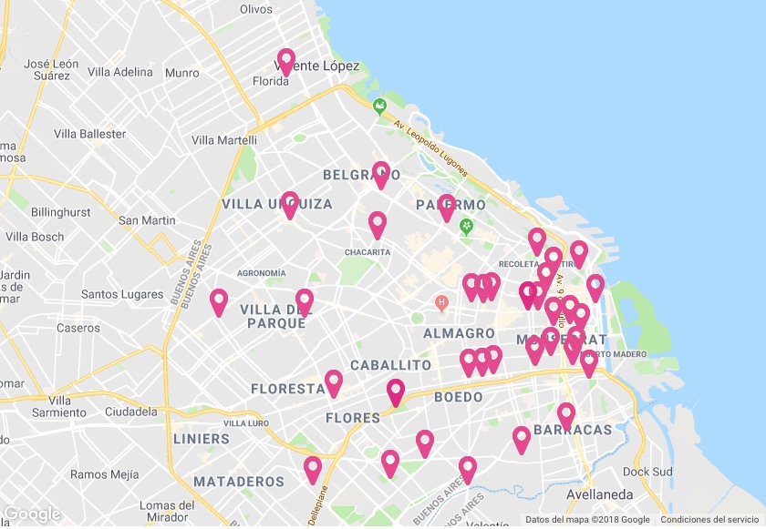 El mapa de las sedes