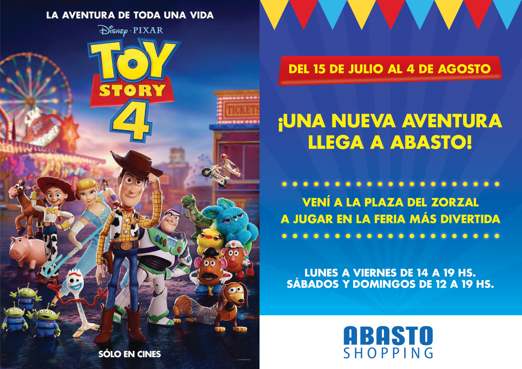 Abasto Shopping invita a jugar en la feria de atracciones inspirada en “Toy Story 4”